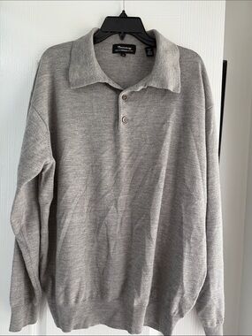 Tuscany Gray V-Neck Polo Sweater